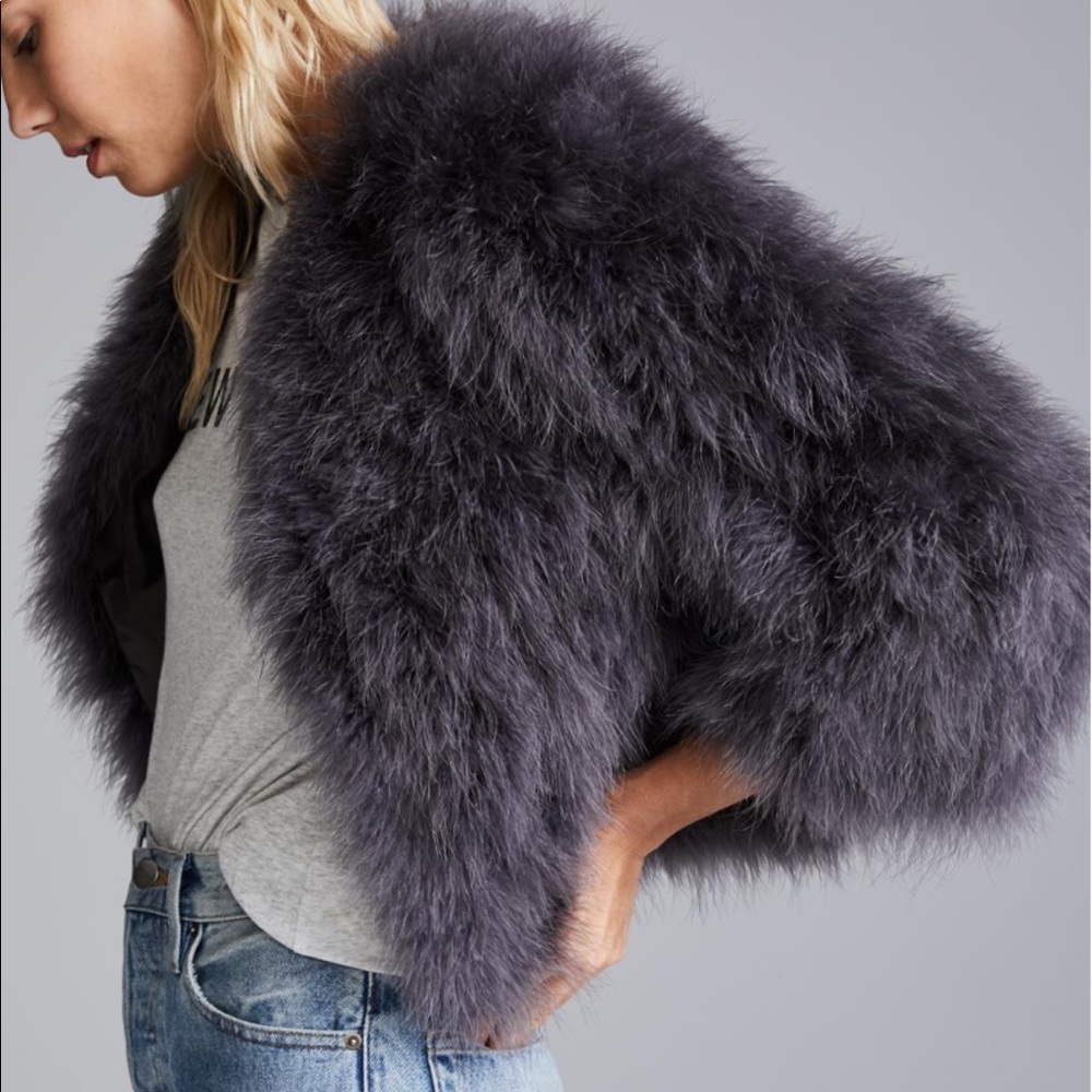 Jocelyn feather Fifi bolero jacket BLACK